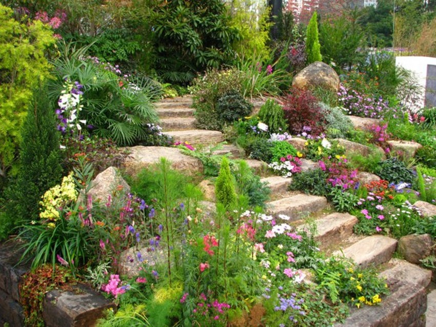 Stone Slabs Landscape Design Garden Stairs